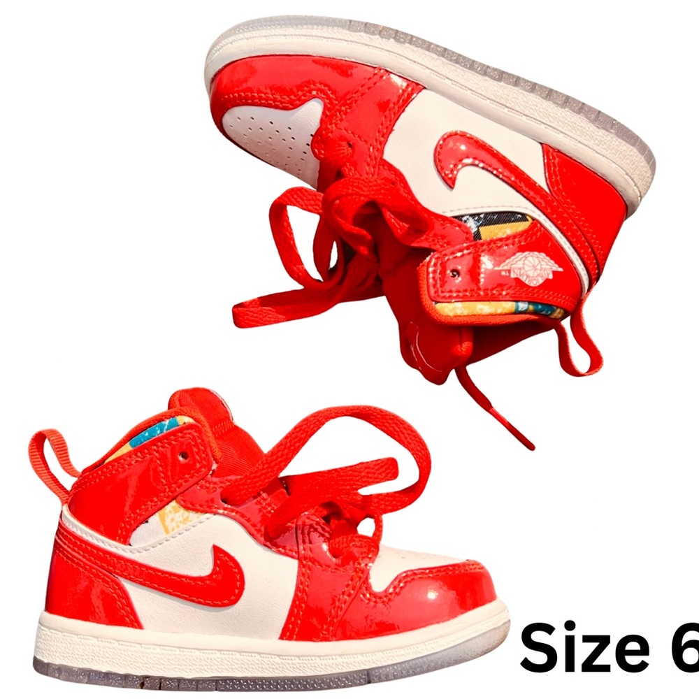 Nike Air Jordan 1 mid- 6(TD)(Barcelona Sweater) Orange/Red sneakers -